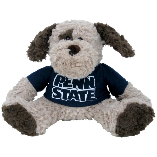 plush stuffed cuddle patches dog wearing navy Penn State shirt